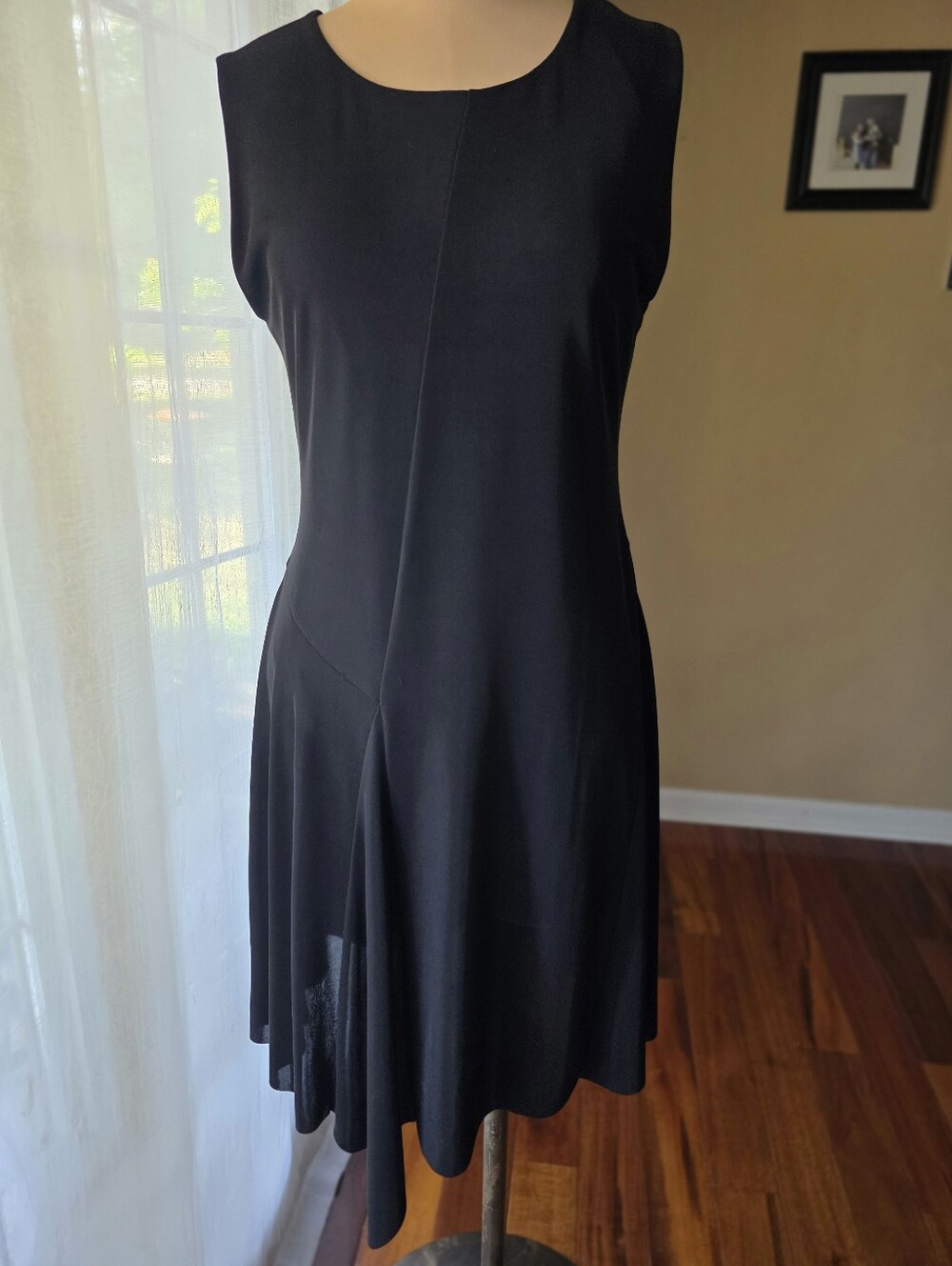 Black Asymmetrical Handkerchief Hem Dress Sleeveless Bailey 44 Large LBD Modern